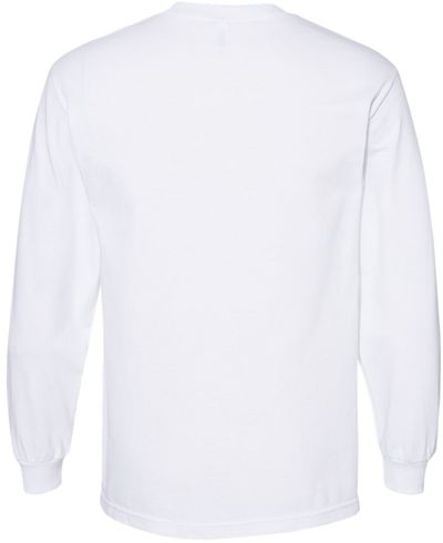 Am image of a Custom American Apparel Heavyweight Cotton Unisex Long Sleeve Tshirt in White!