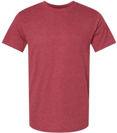 Am image of a Custom American Apparel Unisex CVC Tee in Heather Cardinal!