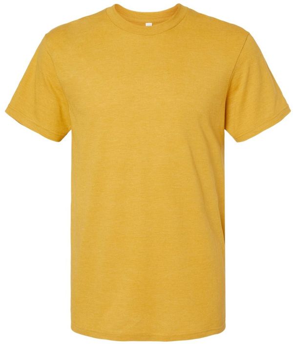 Am image of a Custom American Apparel Unisex CVC Tee in Heather Mustard!