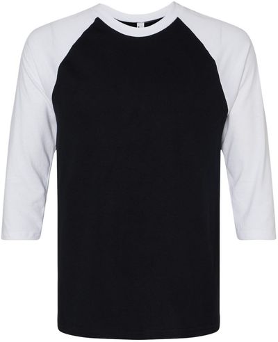Am image of a Custom American Apparel  Unisex CVC Three Quarter Sleeve Tee in Black/White!