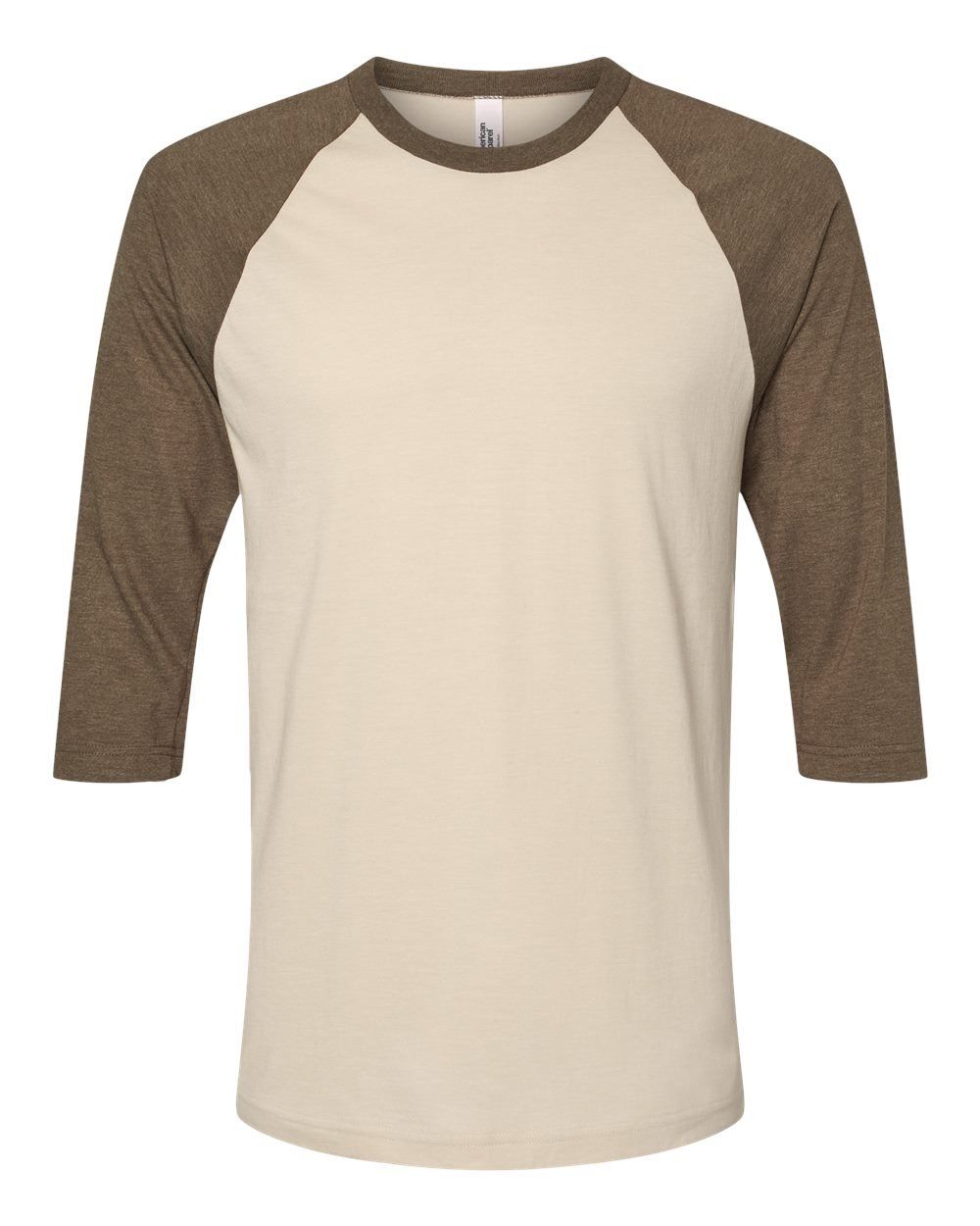 American Apparel  Unisex CVC Three Quarter Sleeve Tee in Heather Bone/ Heather