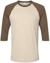 Am image of a Custom American Apparel  Unisex CVC Three Quarter Sleeve Tee in Heather Bone/ Heather!