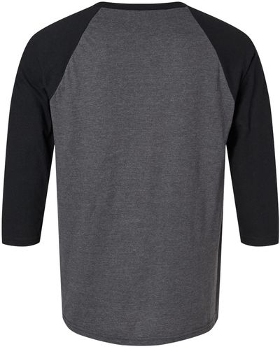 Am image of a Custom American Apparel  Unisex CVC Three Quarter Sleeve Tee in Heather Charcoal/Black!