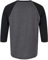 Am image of a Custom American Apparel  Unisex CVC Three Quarter Sleeve Tee in Heather Charcoal/Black!