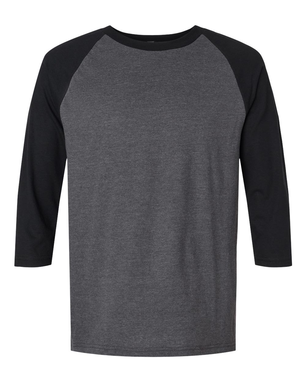 American Apparel  Unisex CVC Three Quarter Sleeve Tee in Heather Charcoal/Black