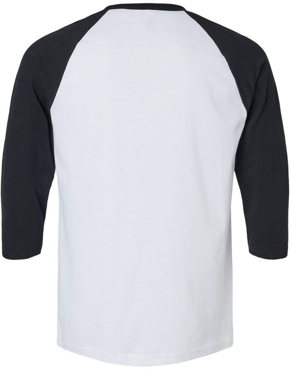 Am image of a Custom American Apparel  Unisex CVC Three Quarter Sleeve Tee in White/Black!