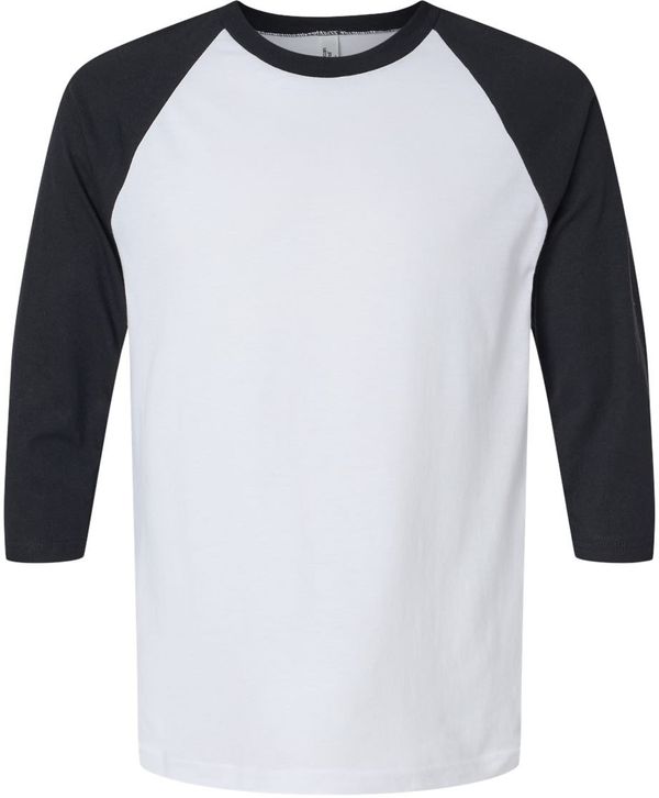 Am image of a Custom American Apparel  Unisex CVC Three Quarter Sleeve Tee in White/Black!