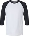 Am image of a Custom American Apparel  Unisex CVC Three Quarter Sleeve Tee in White/Black!