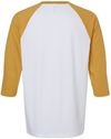 Am image of a Custom American Apparel  Unisex CVC Three Quarter Sleeve Tee in White/Heather Mustard!