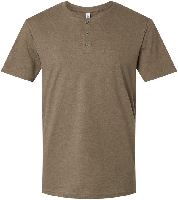 Am image of a Custom American Apparel Unisex CVC Henley Tee in Heather Army!