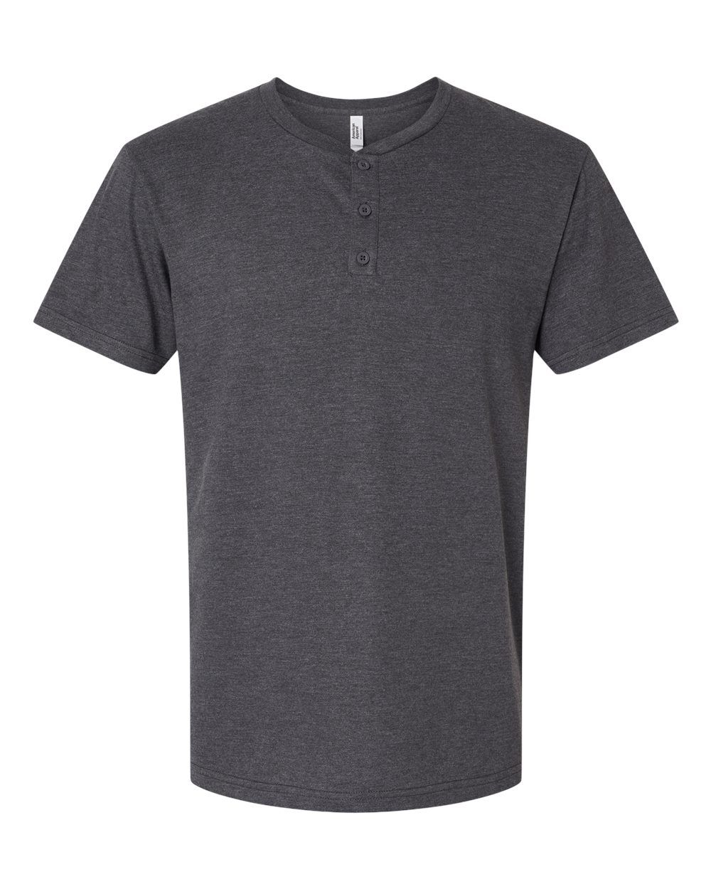 American Apparel Unisex CVC Henley Tee in Heather Charcoal