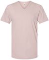 Am image of a Custom American Apparel Unisex CVC V Neck Tee in Heather Blush!