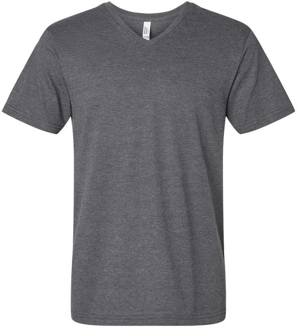 Am image of a Custom American Apparel Unisex CVC V Neck Tee in Heather Charcoal!