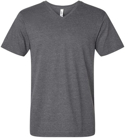 Am image of a Custom American Apparel Unisex CVC V Neck Tee in Heather Charcoal!
