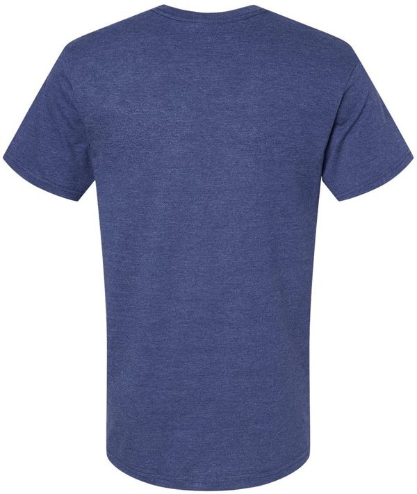 Am image of a Custom American Apparel Unisex CVC V Neck Tee in Heather Indigo!