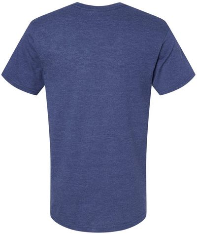 Am image of a Custom American Apparel Unisex CVC V Neck Tee in Heather Indigo!