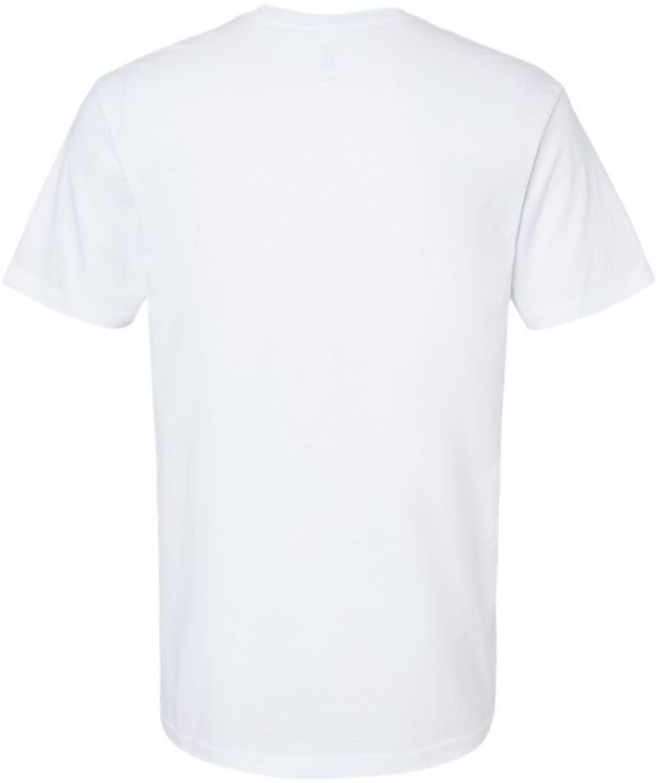 Am image of a Custom American Apparel Unisex CVC V Neck Tee in White!