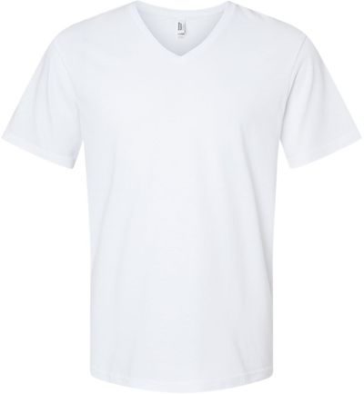 Am image of a Custom American Apparel Unisex CVC V Neck Tee in White!