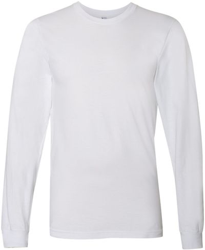 Am image of a Custom American Apparel Fine Jersey Long Sleeve Tee in White!