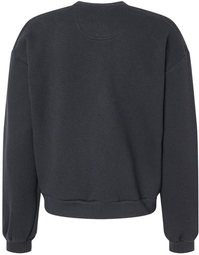 Am image of a Custom American Apparel ReFlex Womens Fleece Crewneck Sweatshirt in Black!