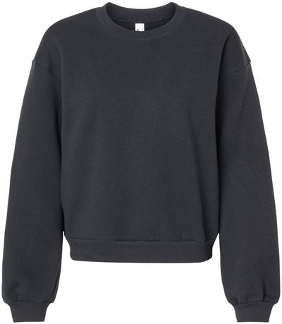 Am image of a Custom American Apparel ReFlex Womens Fleece Crewneck Sweatshirt in Black!
