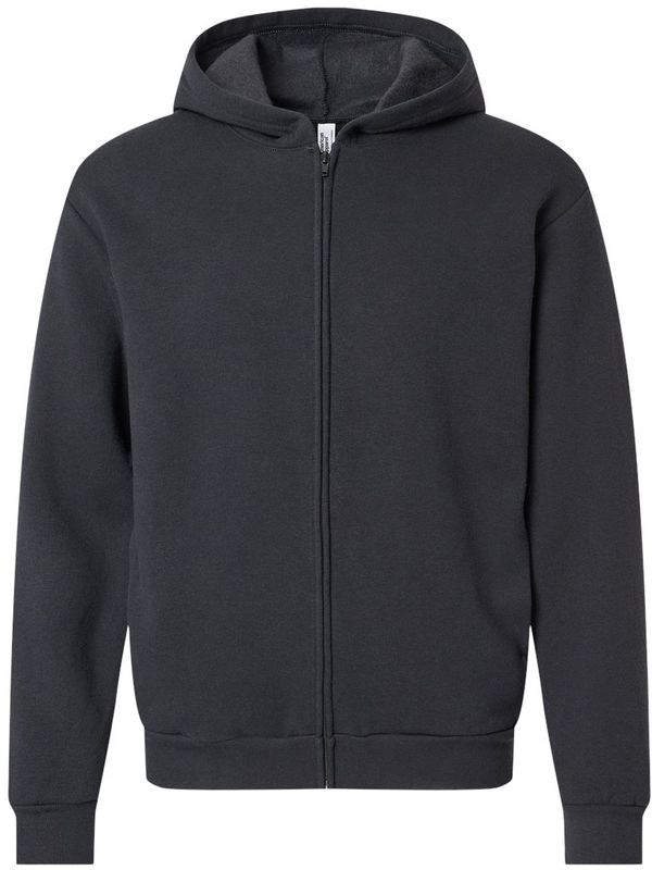 Am image of a Custom American Apparel ReFlex Fleece Full Zip Hoodie in Black!