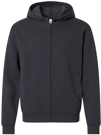 Am image of a Custom American Apparel ReFlex Fleece Full Zip Hoodie in Black!