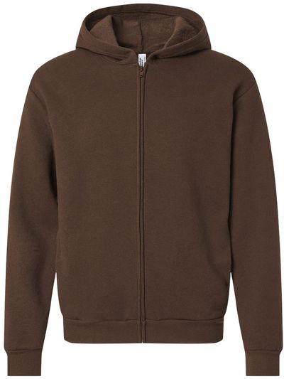 Am image of a Custom American Apparel ReFlex Fleece Full Zip Hoodie in Brown!