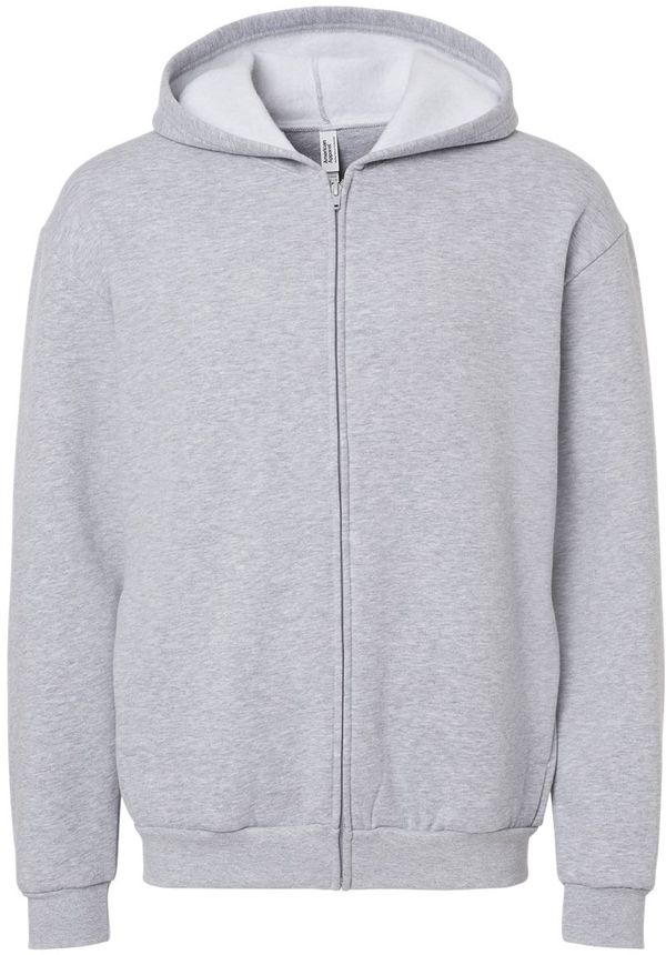Am image of a Custom American Apparel ReFlex Fleece Full Zip Hoodie in Heather Grey!