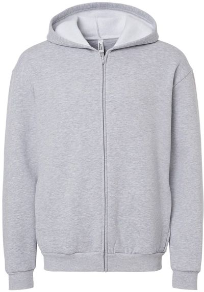 Am image of a Custom American Apparel ReFlex Fleece Full Zip Hoodie in Heather Grey!