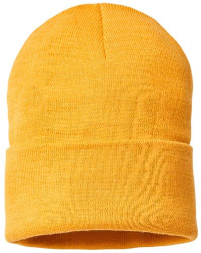 Am image of a Custom Atlantis Headwear Sustainable Knit Toque in Mustard Yellow!