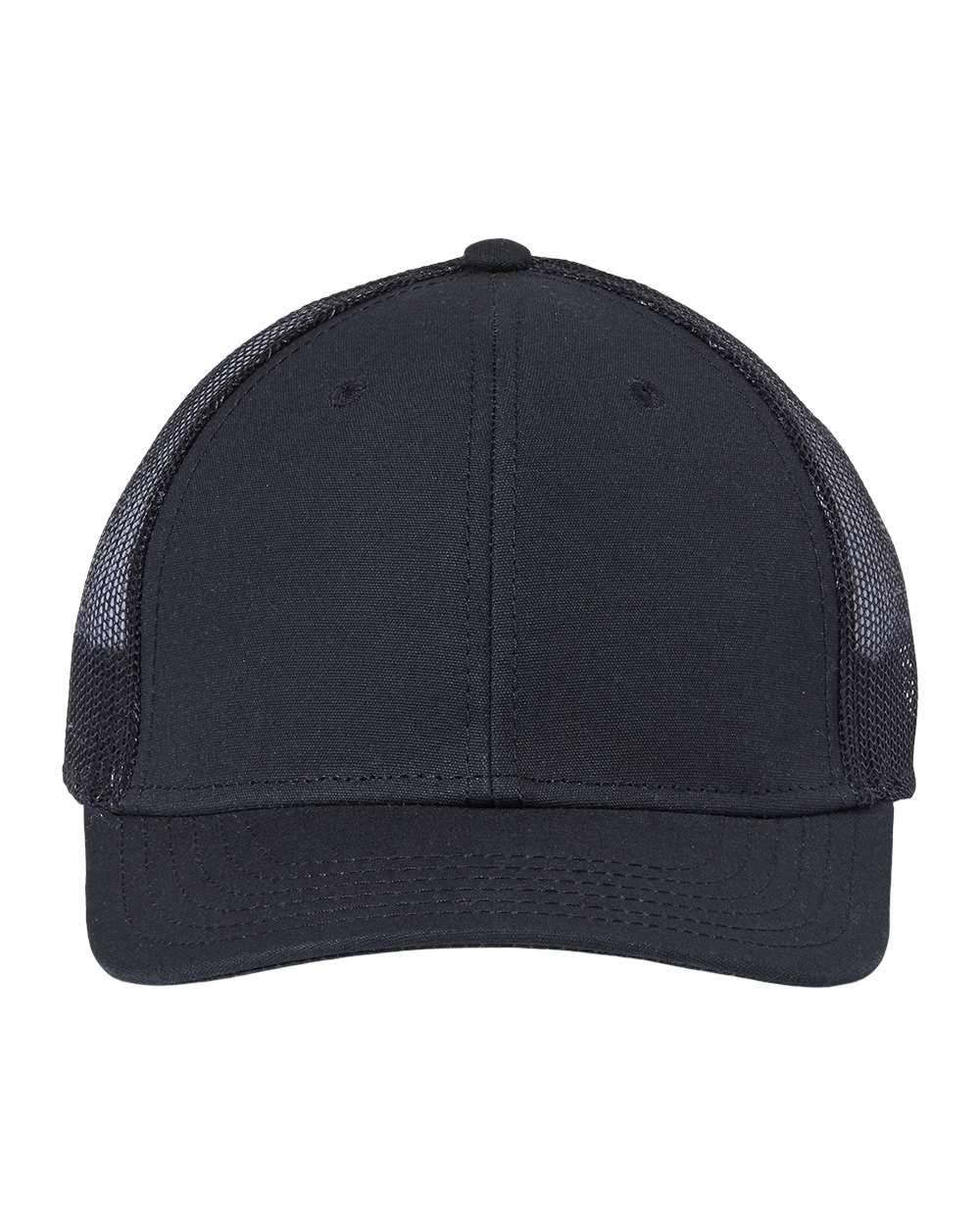 Atlantis Headwear Sustainable Recy Three Trucker Cap in Black/Black