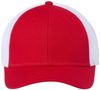 Am image of a Custom Atlantis Headwear Sustainable Recy Three Trucker Cap in Red/White!