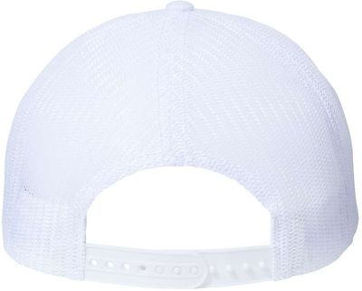 Am image of a Custom Atlantis Headwear Sustainable Recy Three Trucker Cap in White/White!