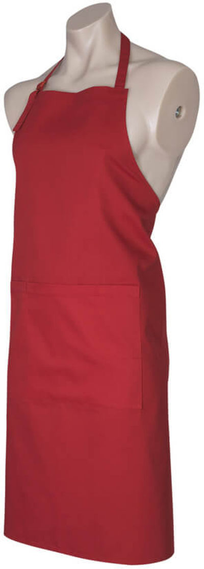 Am image of a Custom Biz Collection Bib Apron in Red!
