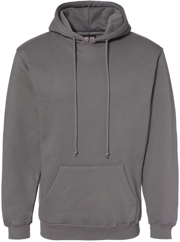 Am image of a Custom Bayside Hooded Sweatshirt in Charcoal!