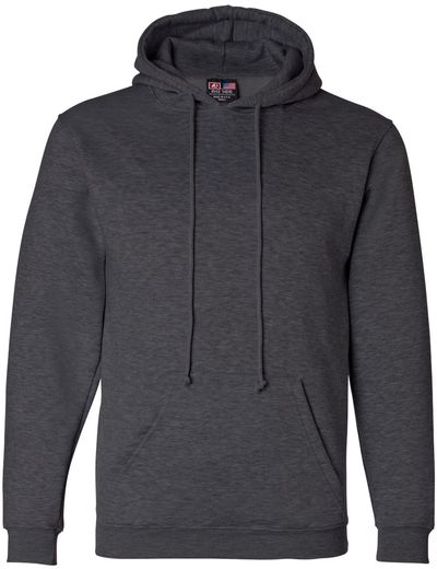 Am image of a Custom Bayside Hooded Sweatshirt in Charcoal Heather!
