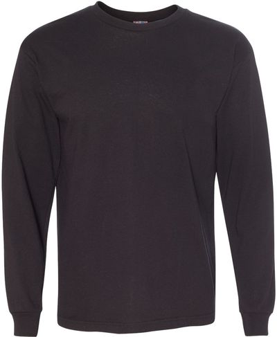 Am image of a Custom Bayside Long Sleeve T Shirt in Black!