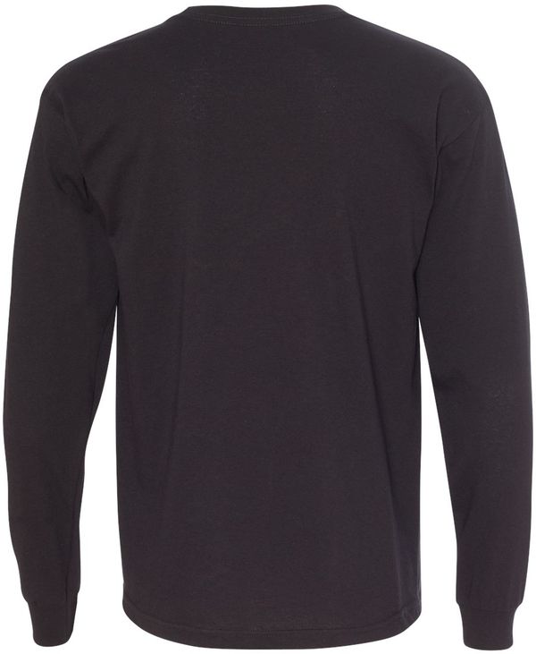 Am image of a Custom Bayside Long Sleeve T Shirt in Black!