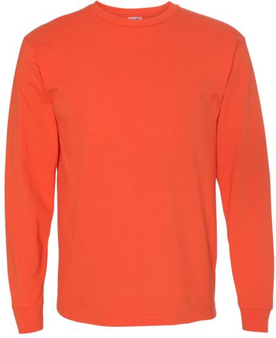 Am image of a Custom Bayside Long Sleeve T Shirt in Bright Orange!