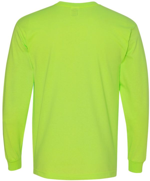 Am image of a Custom Bayside Long Sleeve T Shirt in Lime Green!