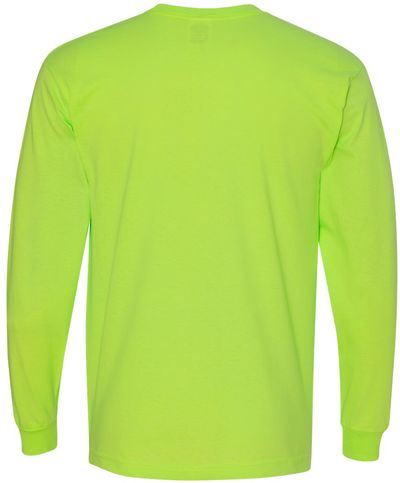 Am image of a Custom Bayside Long Sleeve T Shirt in Lime Green!