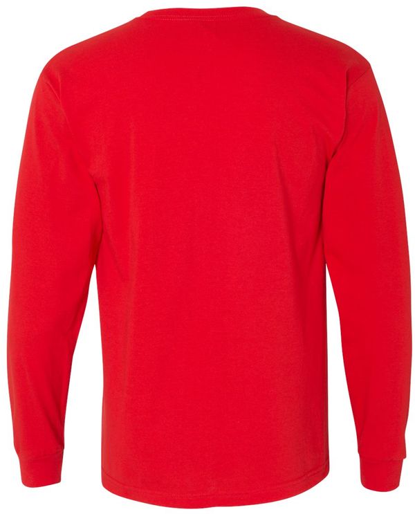 Am image of a Custom Bayside Long Sleeve T Shirt in Red!