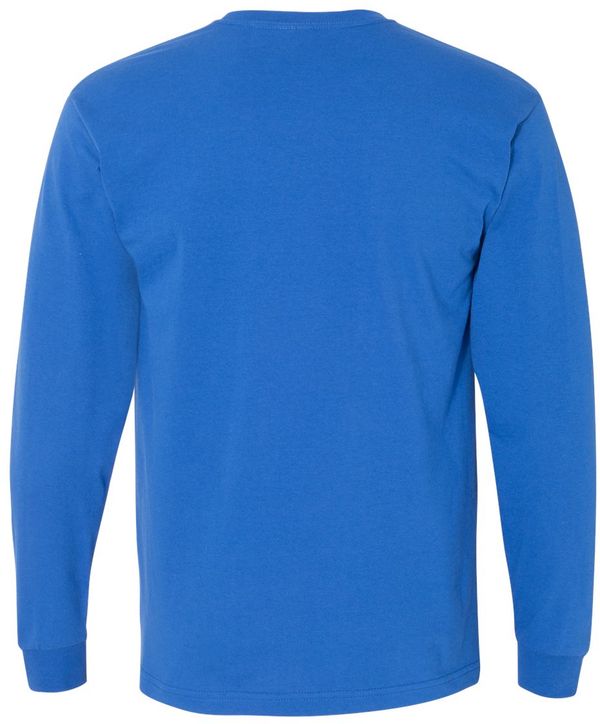 Am image of a Custom Bayside Long Sleeve T Shirt in Royal Blue!