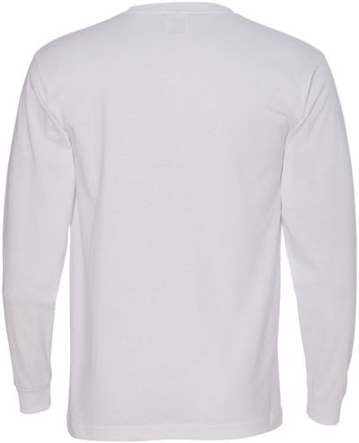 Am image of a Custom Bayside Long Sleeve T Shirt in White!