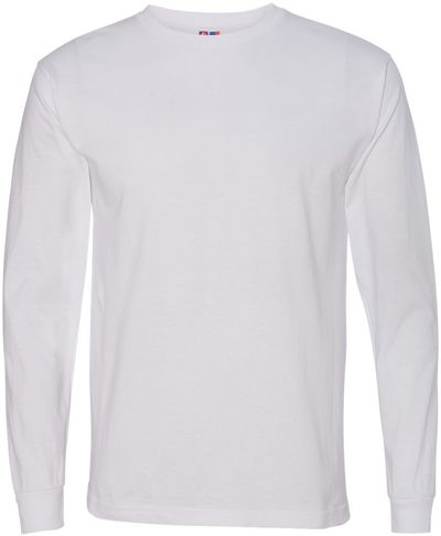 Am image of a Custom Bayside Long Sleeve T Shirt in White!