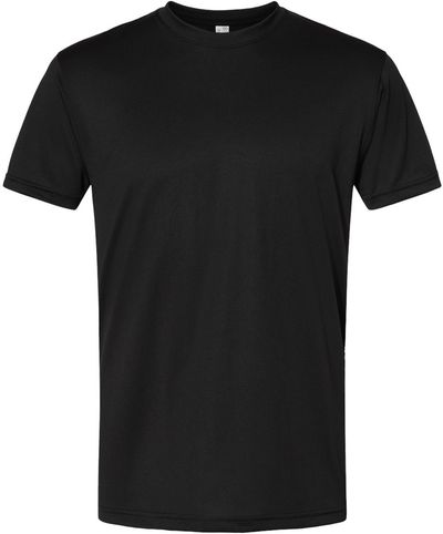 Am image of a Custom Bayside Performance T Shirt in Black!