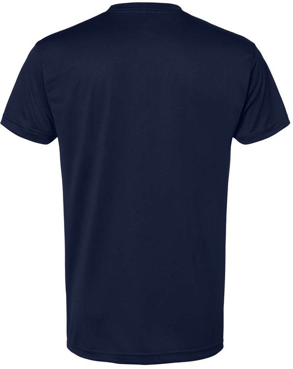 Am image of a Custom Bayside Performance T Shirt in Navy!
