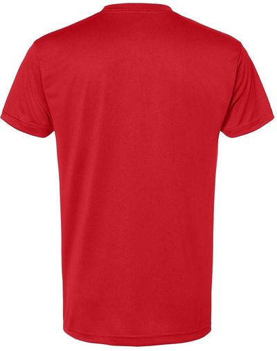 Am image of a Custom Bayside Performance T Shirt in Red!