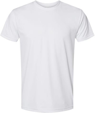 Am image of a Custom Bayside Performance T Shirt in White!